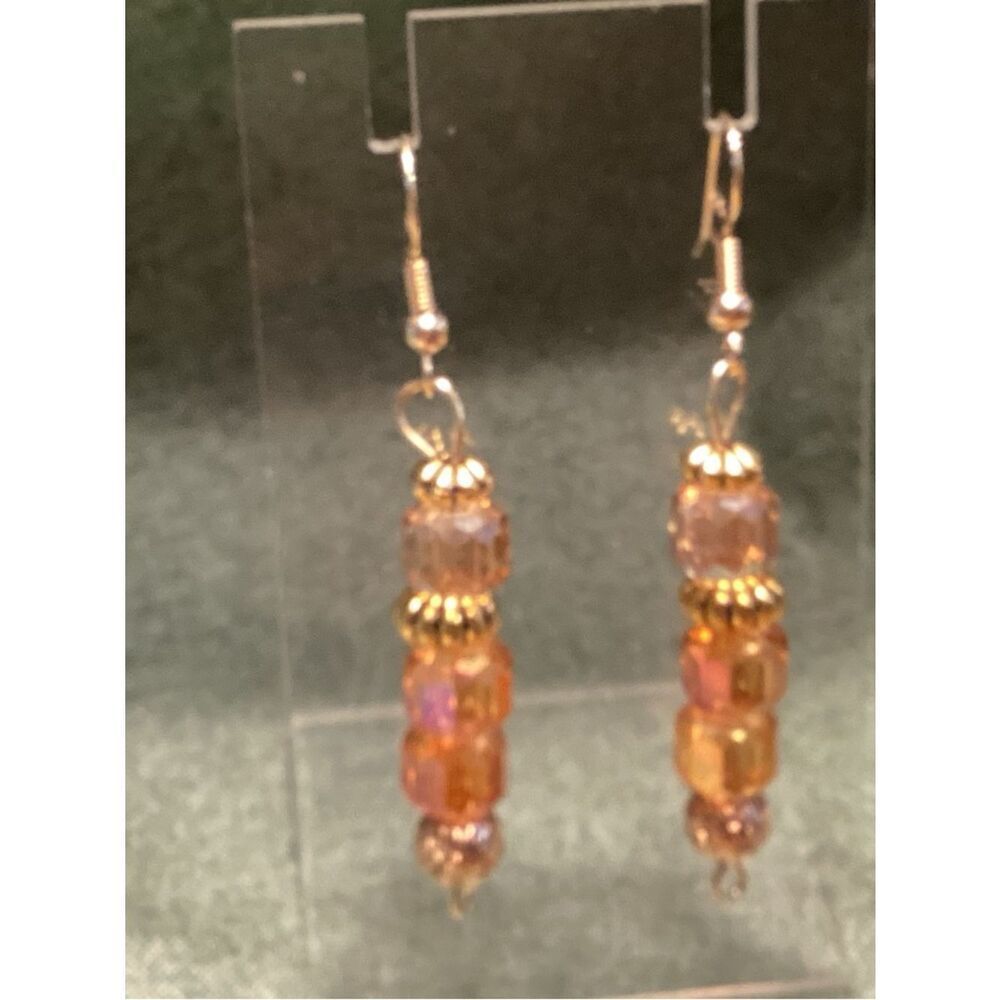 NWOT. Gold-Tone Sunset AB Crystal Drop Earrings